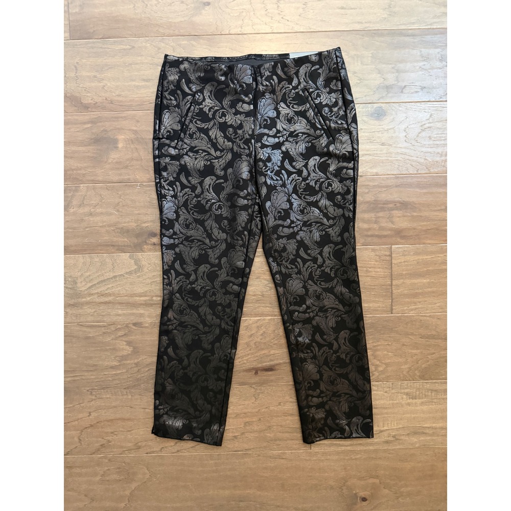 NWT Chicos So Slimming 360 Juliet Maud Scroll Ankle Pants Black Petite‎ 0.5P 6P
